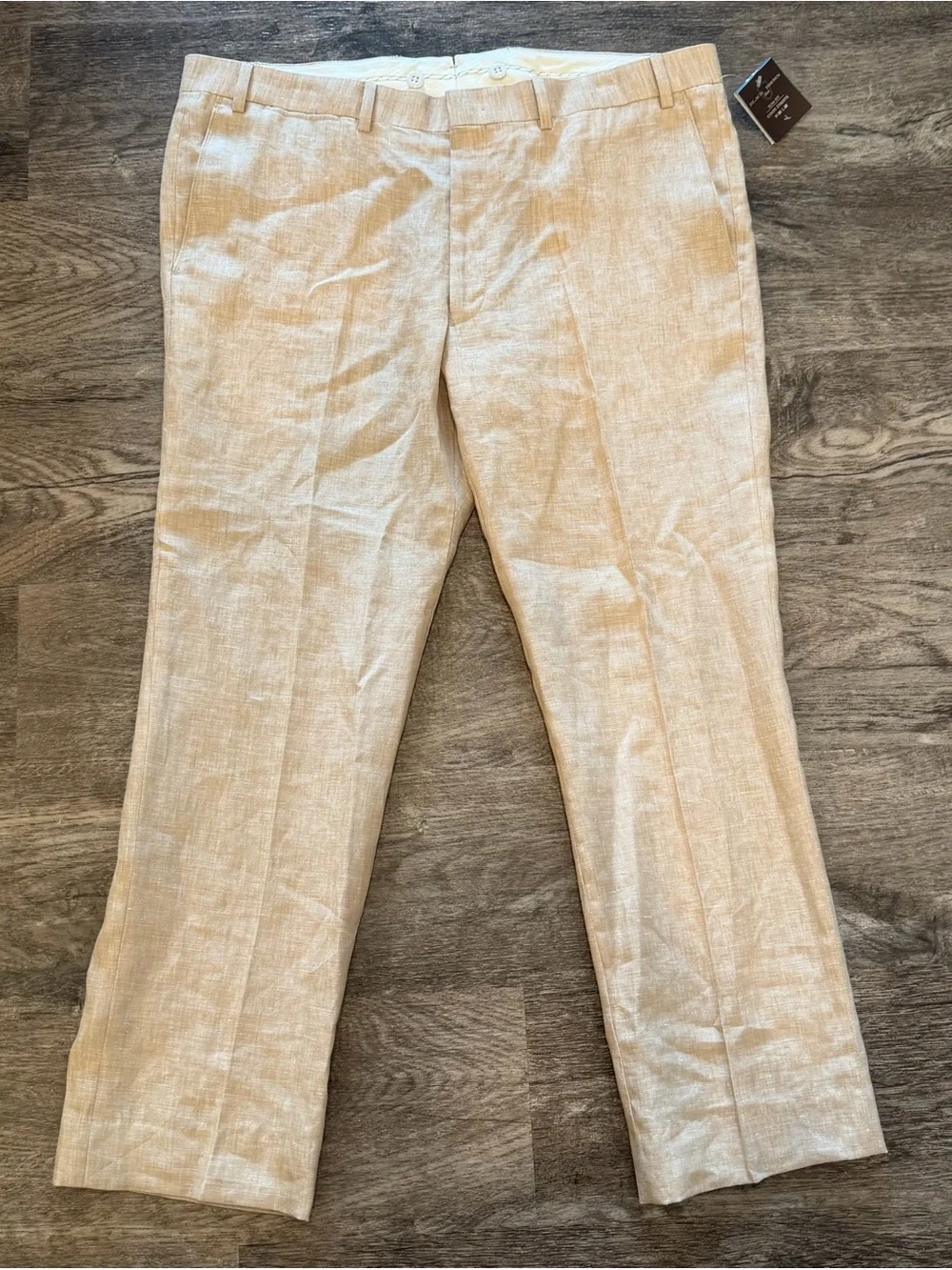 Black Brown 1826 Men’s 100% Linen Pants Tan Slim Fit 38x32 NWT